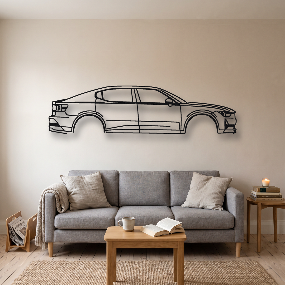 2022-23 Polestar Polestar 2 BST edition 270 metal wall art silhouette, front view on wall