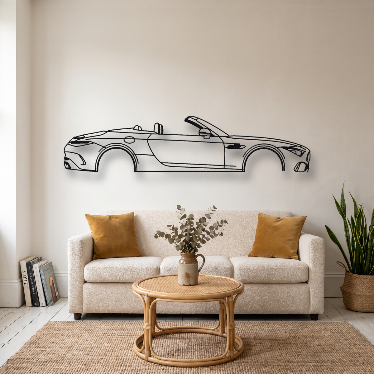 Mercedes-AMG SL 63 R232 metal wall art silhouette, front view on wall