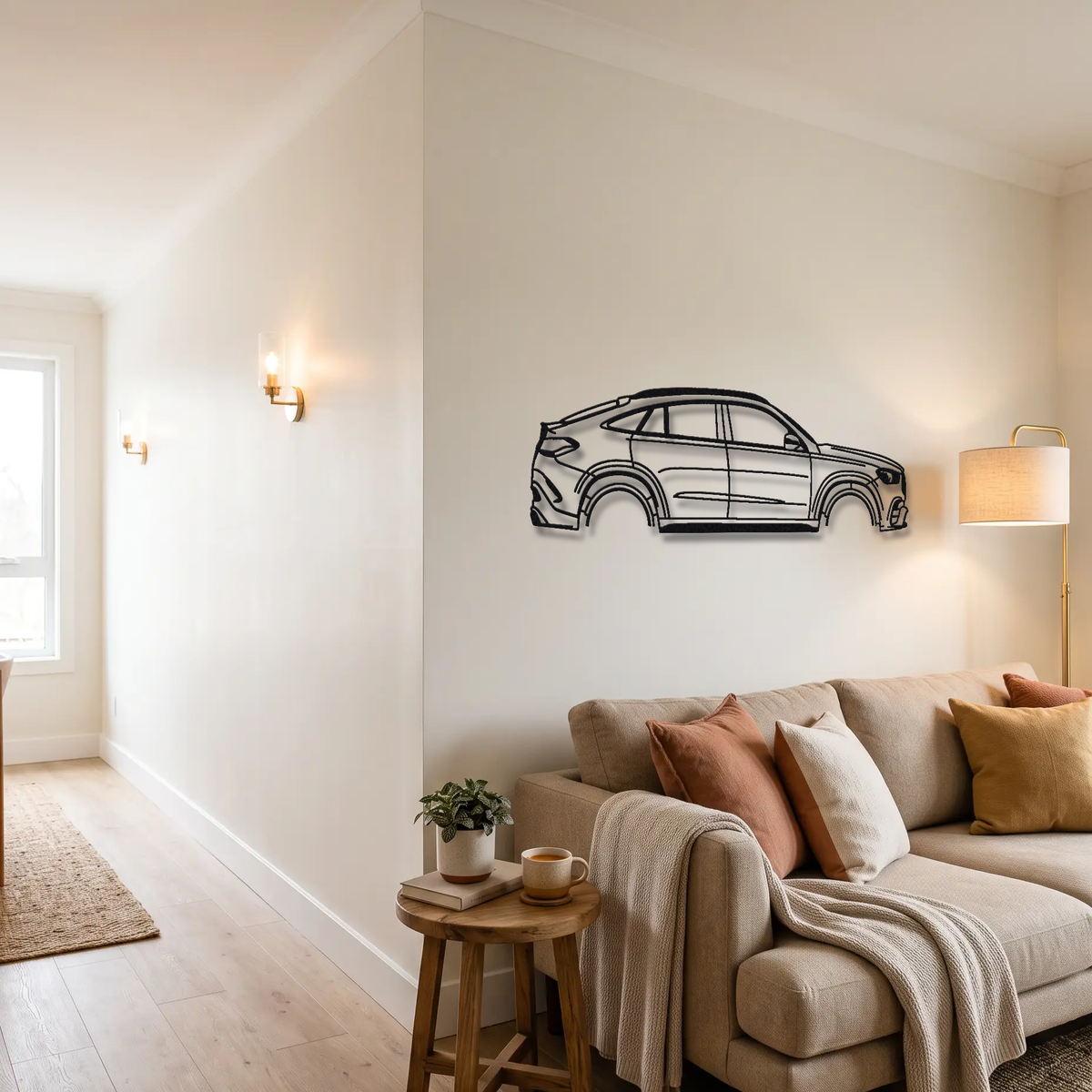 2021- Mercedes-AMG GLE 63 S Coupe C167 metal wall art above a sofa in a living room
