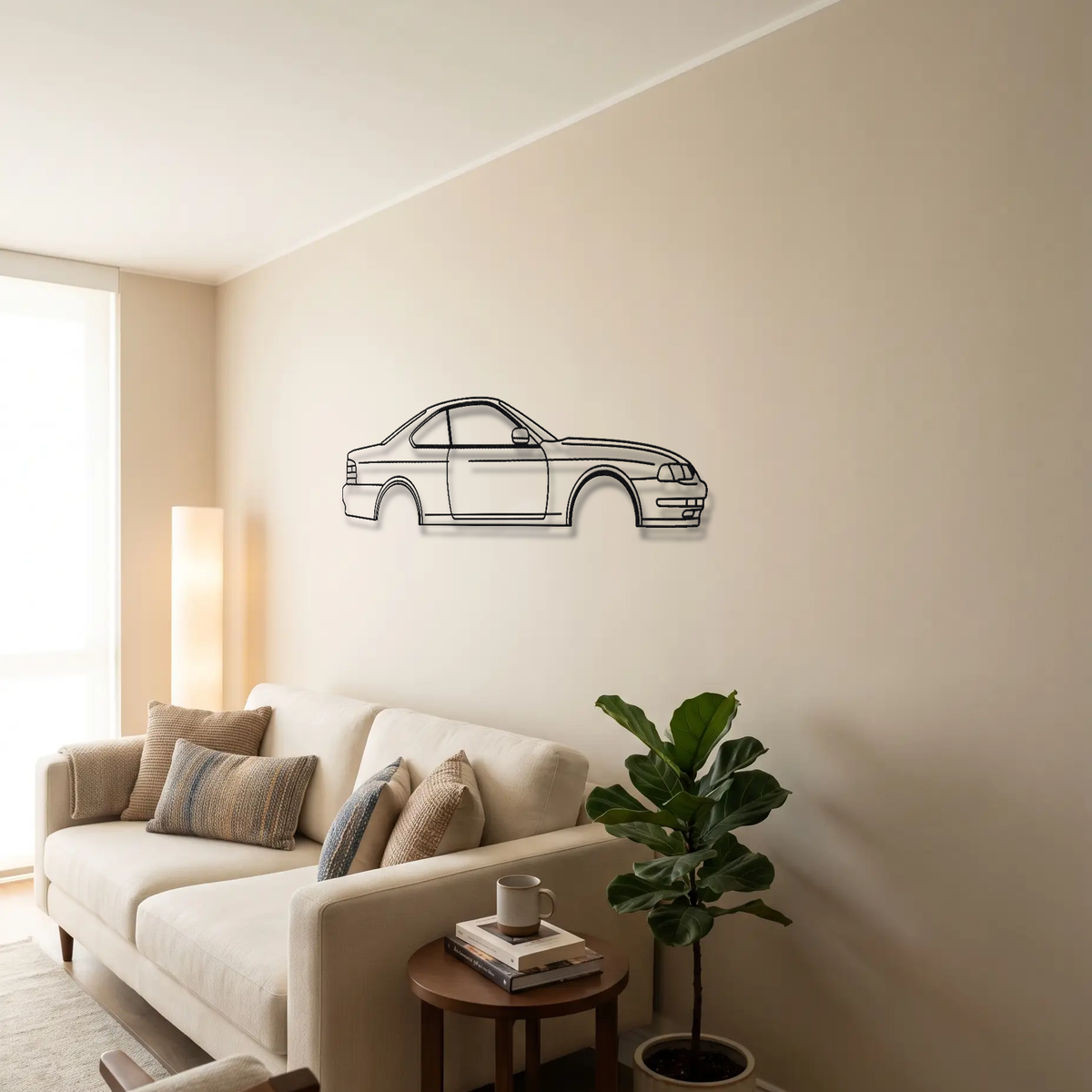 Honda Prelude BB1/BB4 Gen 4 metal wall art above a sofa in a living room