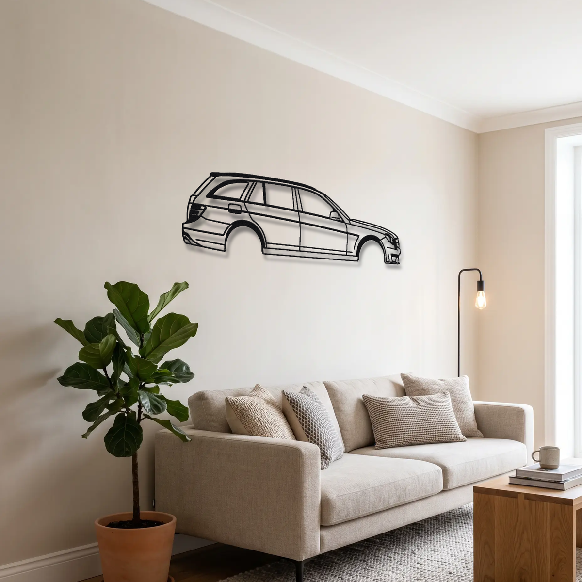 2011-14 Mercedes-AMG C 63 AMG Estate S204 metal wall art above a sofa in a living room