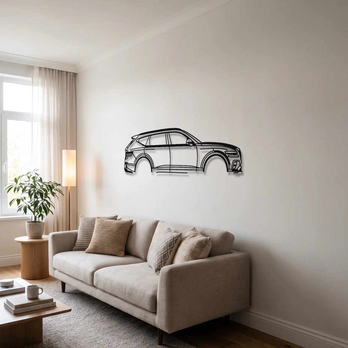 2022- Genesis GV70 / G80 Sport JK/RG3 metal wall art above a sofa in a living room