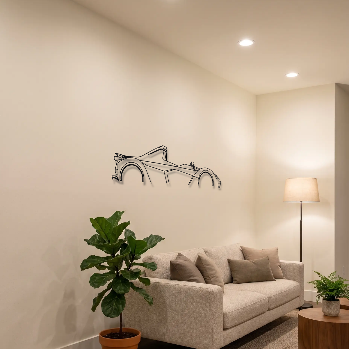 BAC Mono Gen 1 metal wall art above a sofa in a living room