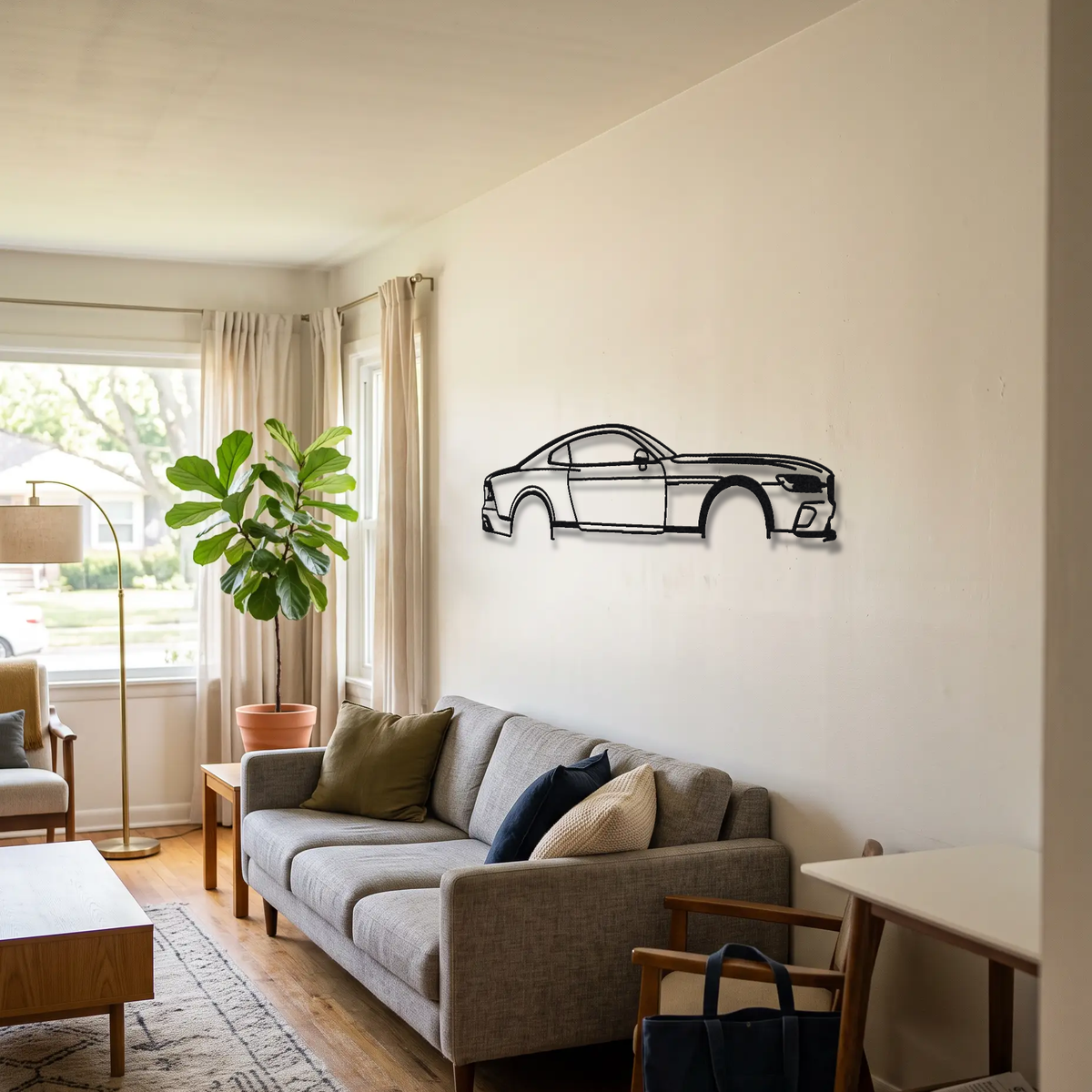 2020-21 Polestar Polestar 1 metal wall art above a sofa in a living room