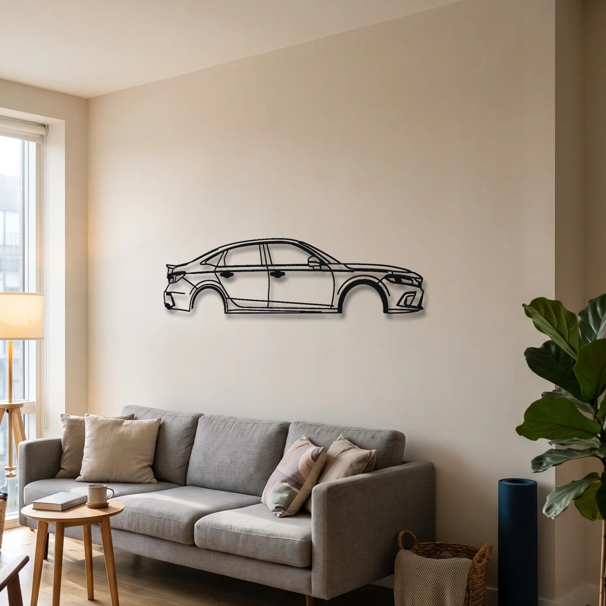 2022- Honda Civic Si FE1 11th Gen metal wall art above a sofa in a living room