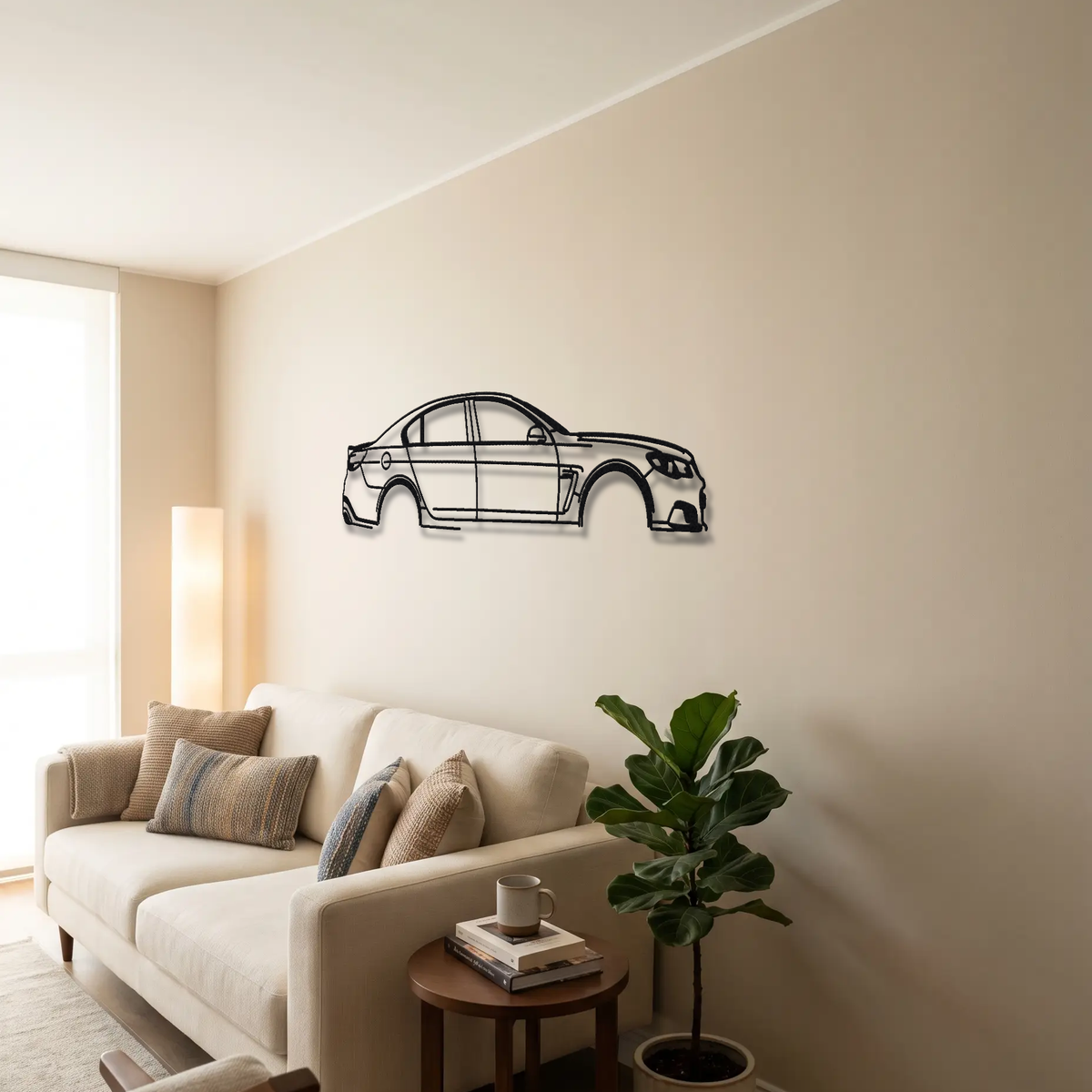 2013-17 Holden Commodore SS-V Redline VF metal wall art above a sofa in a living room
