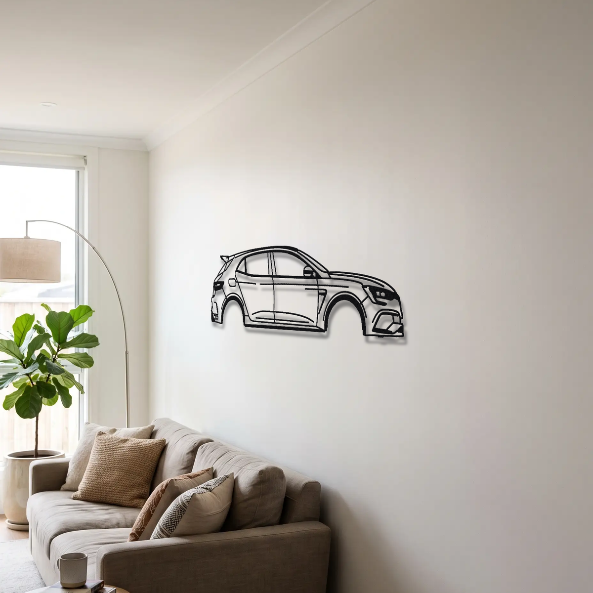 2019 Renault Megane RS Trophy-R MK4 metal wall art above a sofa in a living room