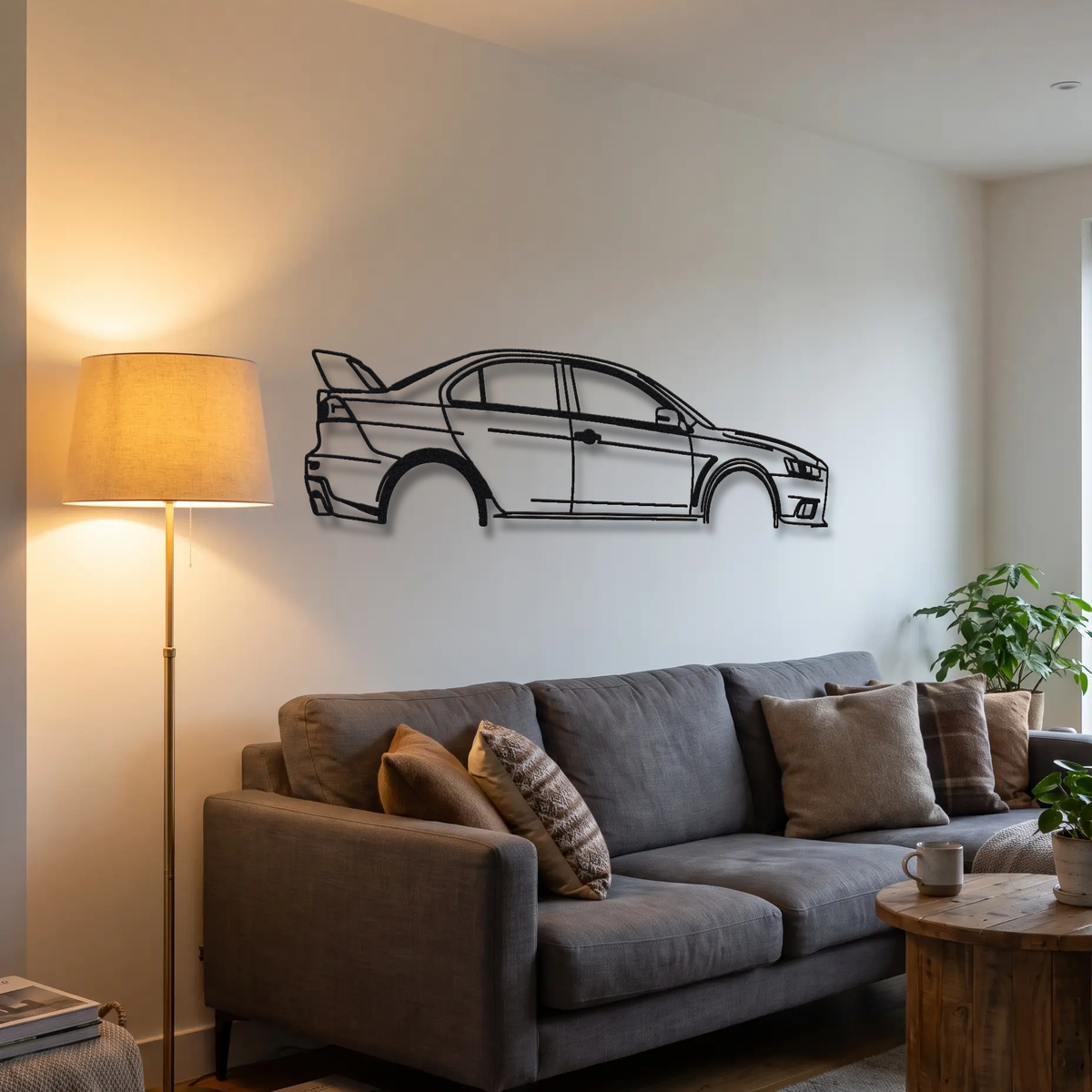 2015 Mitsubishi Lancer Evolution X Final Edition CZ4A metal wall art above a sofa in a living room