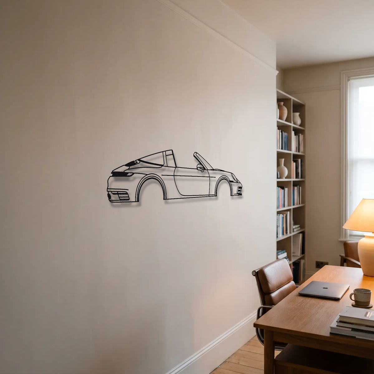 Porsche 911 Targa 4S 992 metal wall art room scene