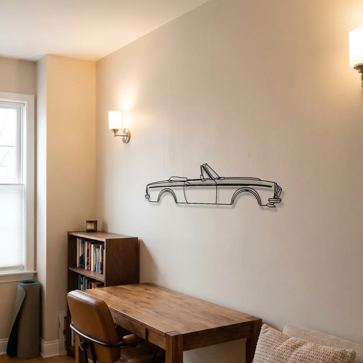 Fiat 124 Spider Abarth metal wall art room scene