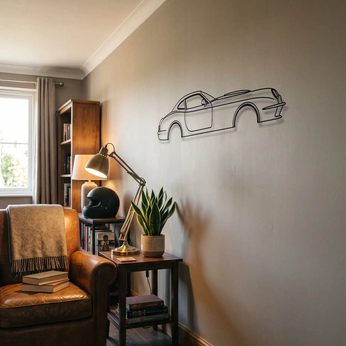 Panoz Esperante metal wall art room scene