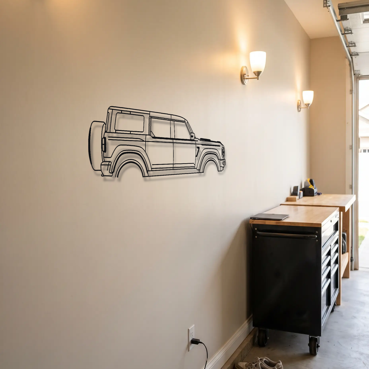 Ford Bronco Raptor metal wall art room scene
