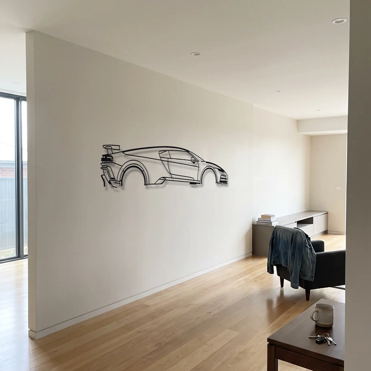 Bugatti Centodieci metal wall art room scene