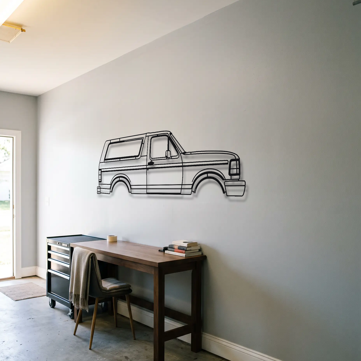 Ford Bronco Gen 5 metal wall art room scene
