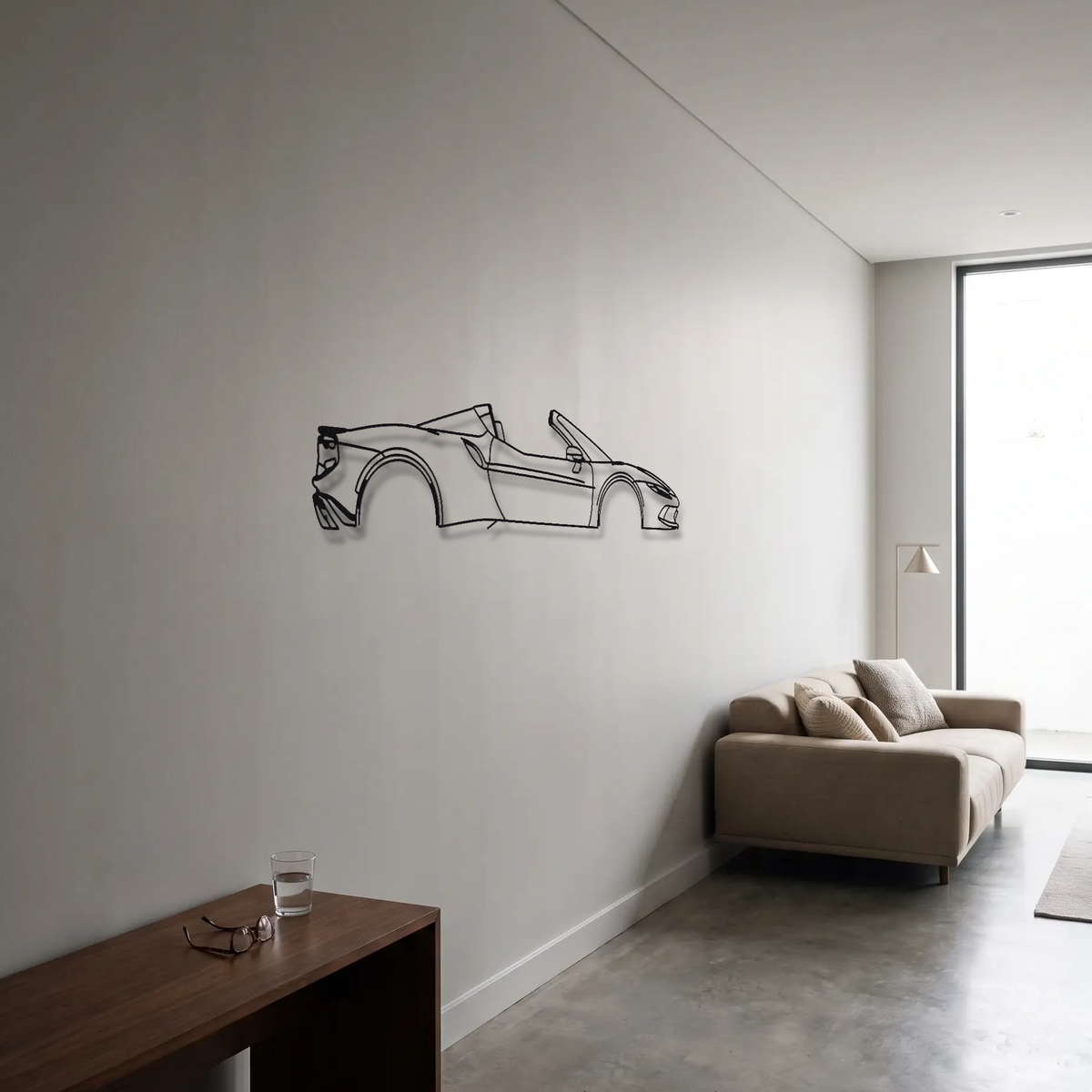 Ferrari 296 GTS metal wall art room scene