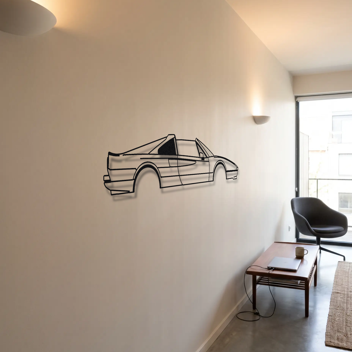 Ferrari 328 GTS metal wall art room scene