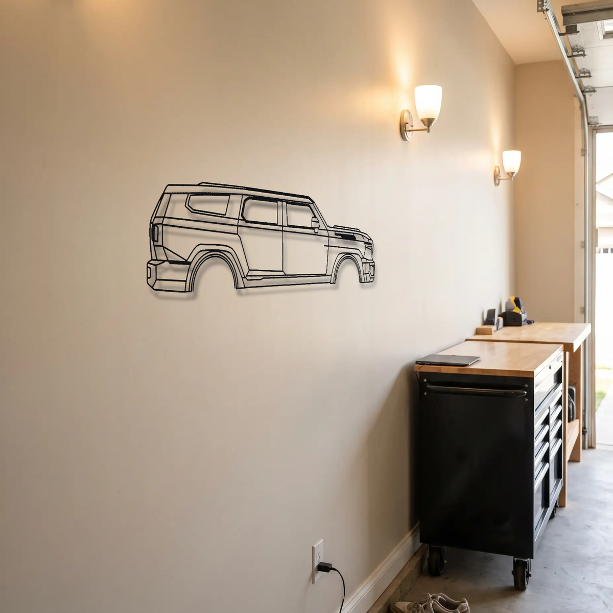 Rezvani Tank metal wall art room scene