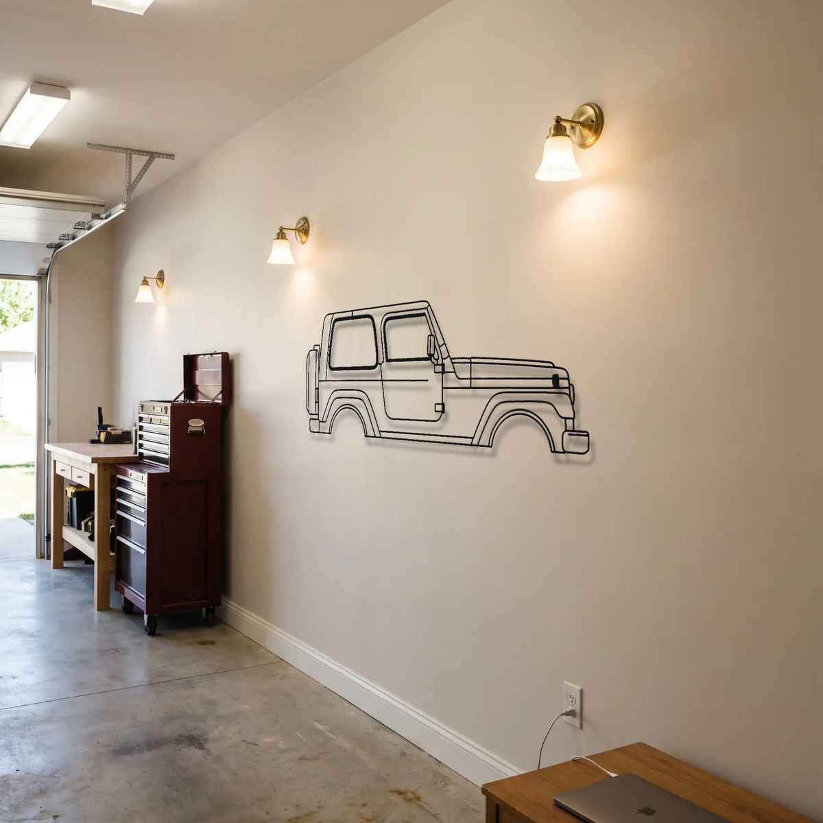 Jeep Wrangler TJ metal wall art room scene