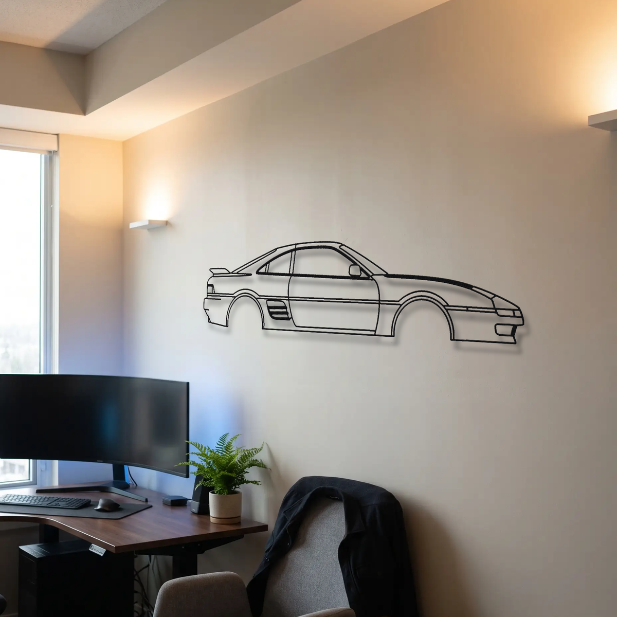 Toyota MR2 SW20 metal wall art room scene