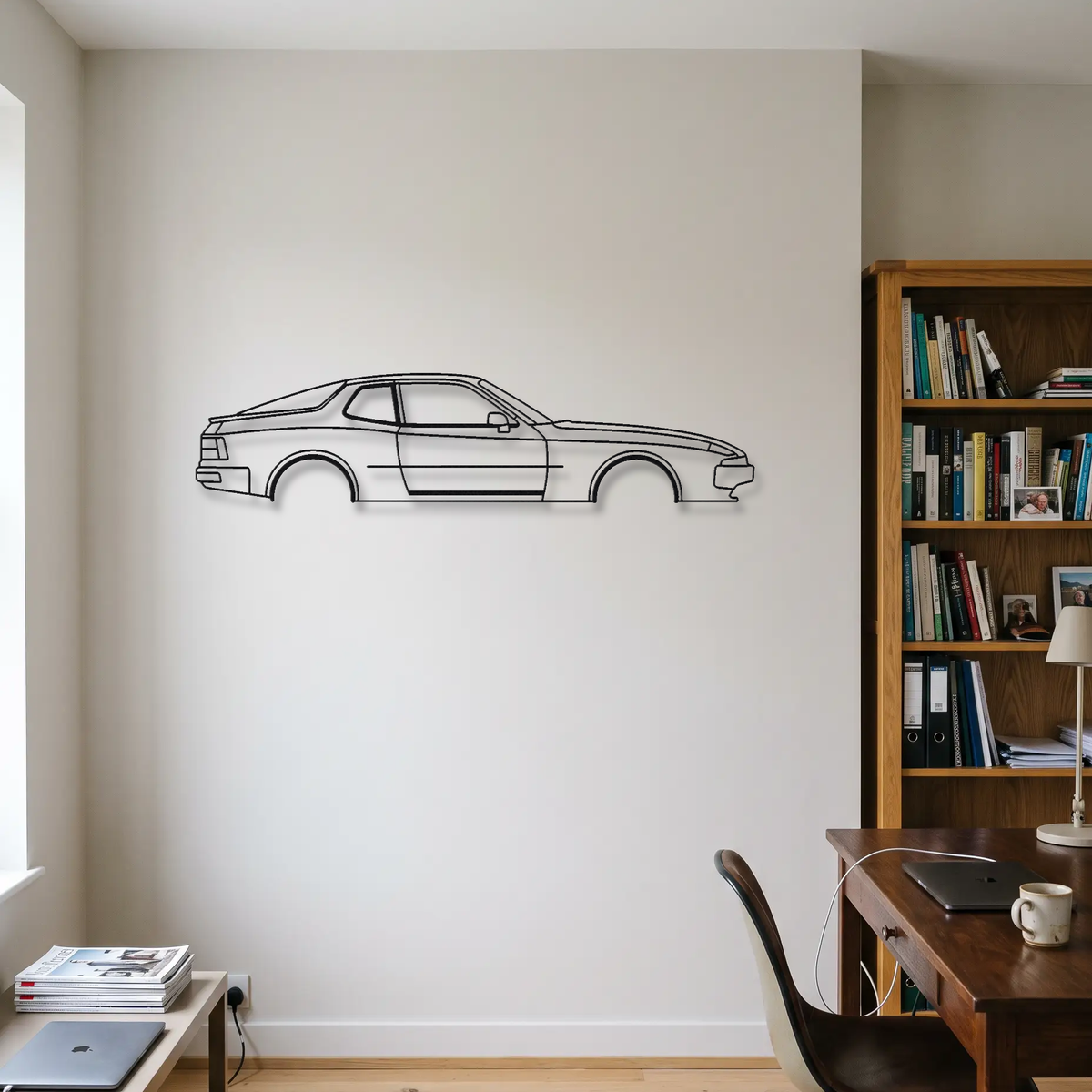 Porsche 944 metal wall art room scene