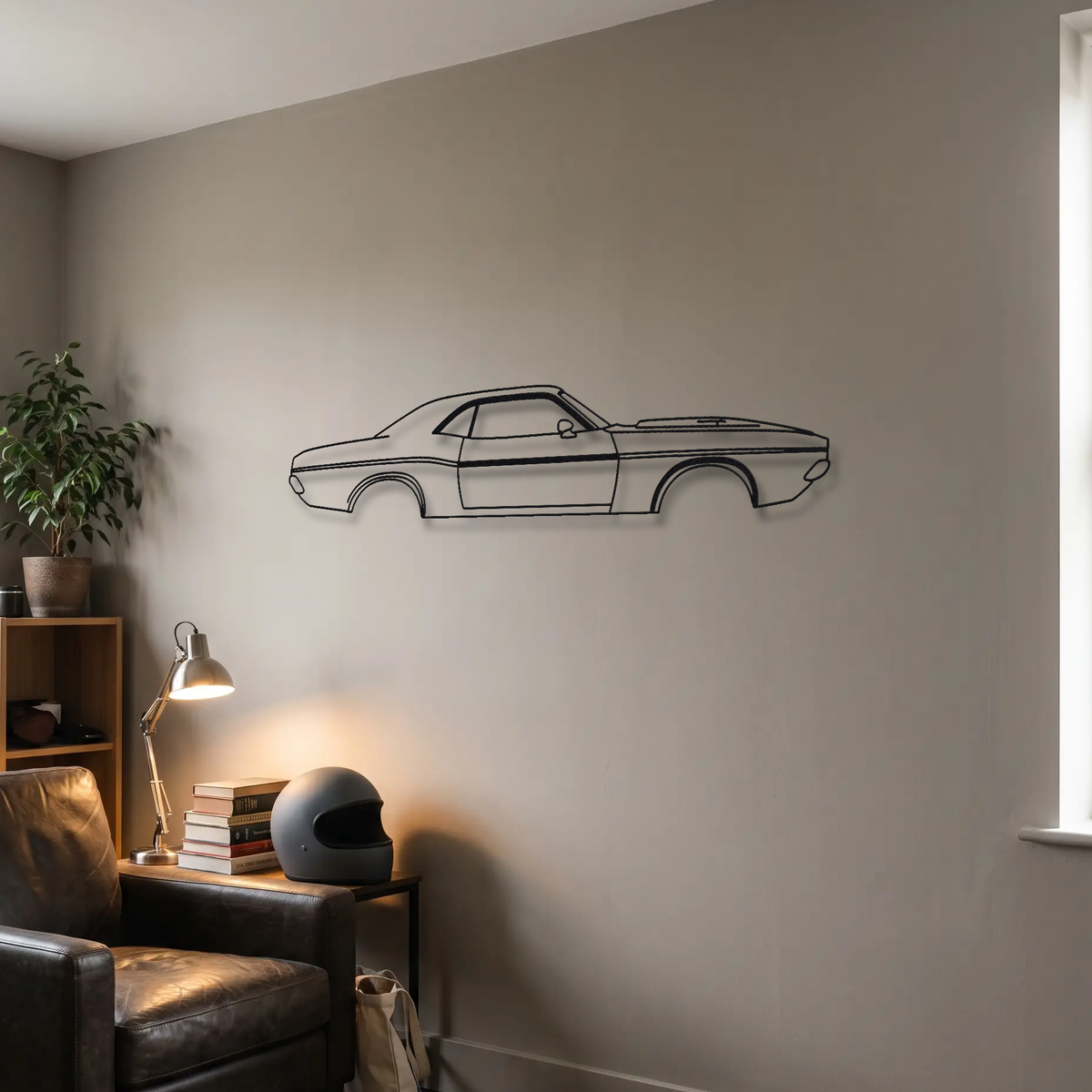 1970 Dodge Challenger R/T metal wall art room scene