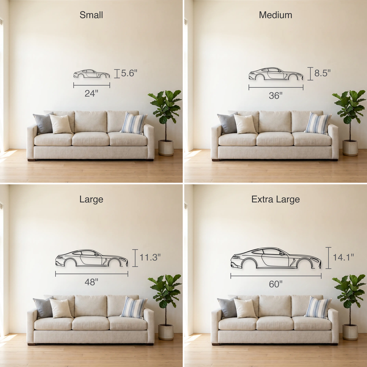 Mercedes-AMG GT 63 C192 Gen 2 size guide — all four sizes to scale