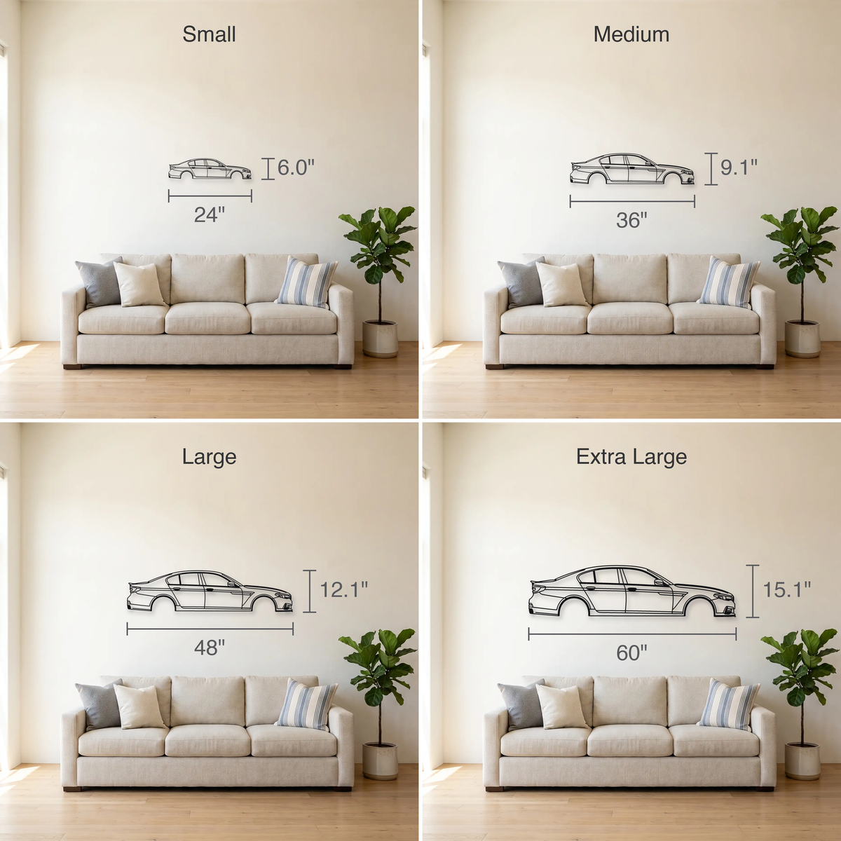 Alpina B5 GT G30 size guide — all four sizes to scale
