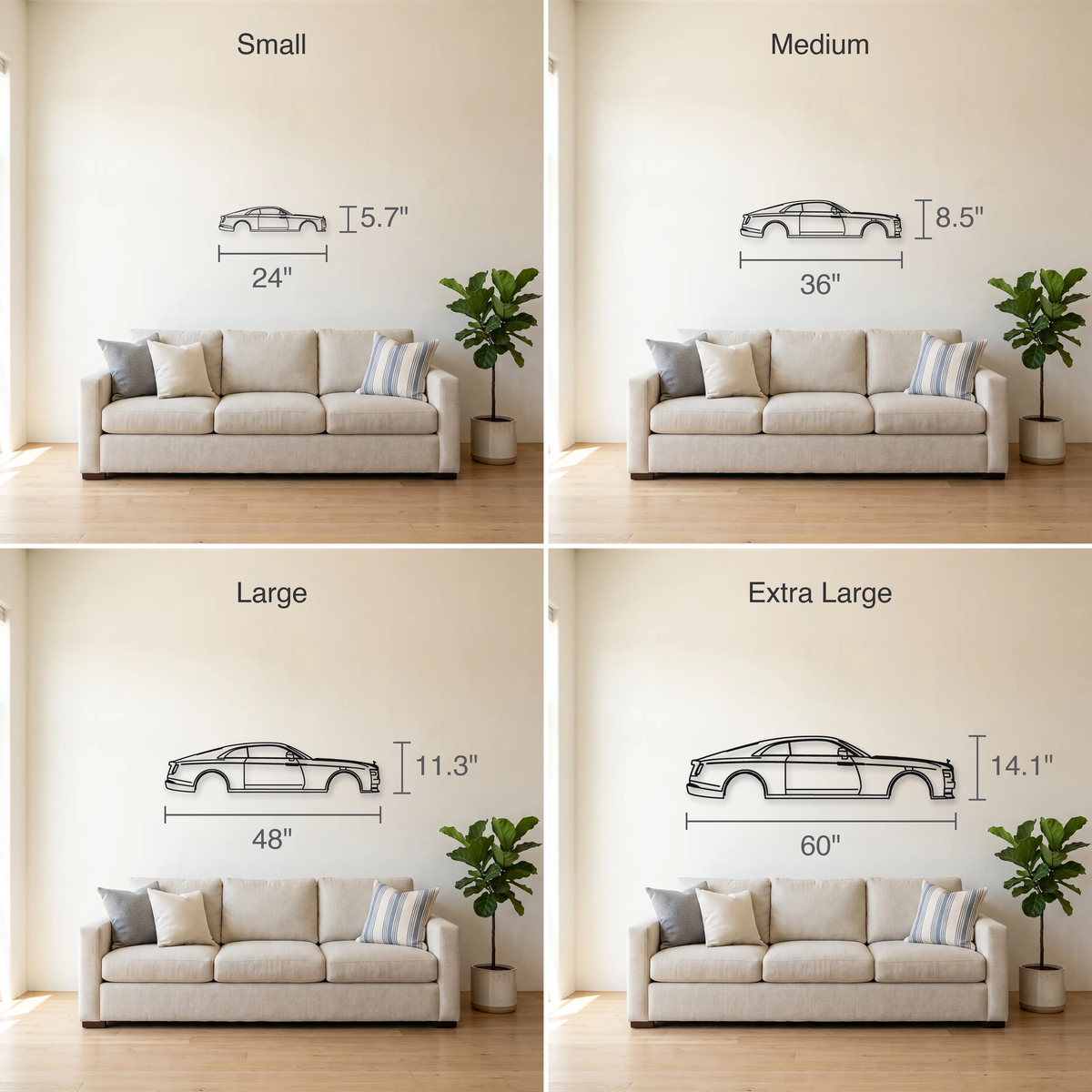 2024- Rolls-Royce Spectre size guide — all four sizes to scale