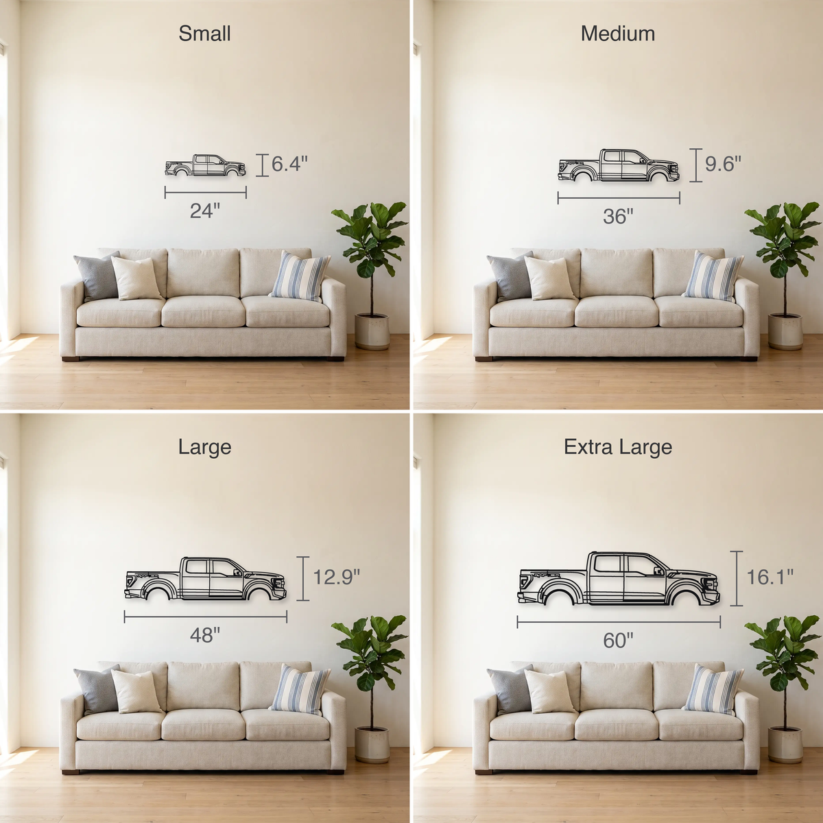 2023- Ford F-150 Raptor R P702 size guide — all four sizes to scale