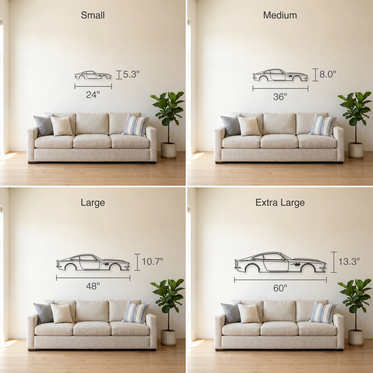 Aston Martin Victor size guide — all four sizes to scale