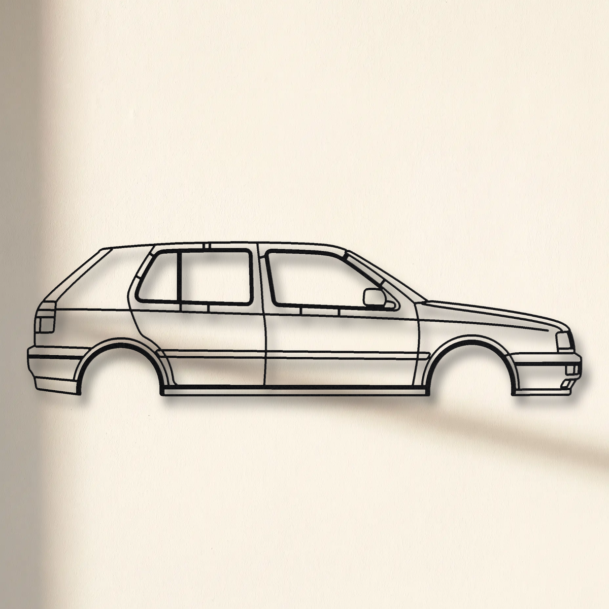 Volkswagen Golf Harlequin MK3 floating mount drop-shadow detail