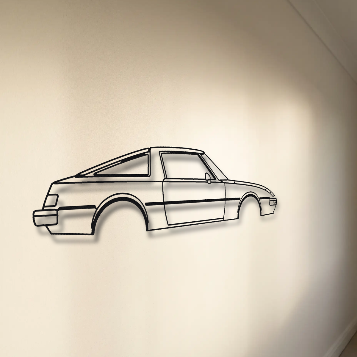 Mazda RX-7 FB floating mount drop-shadow detail