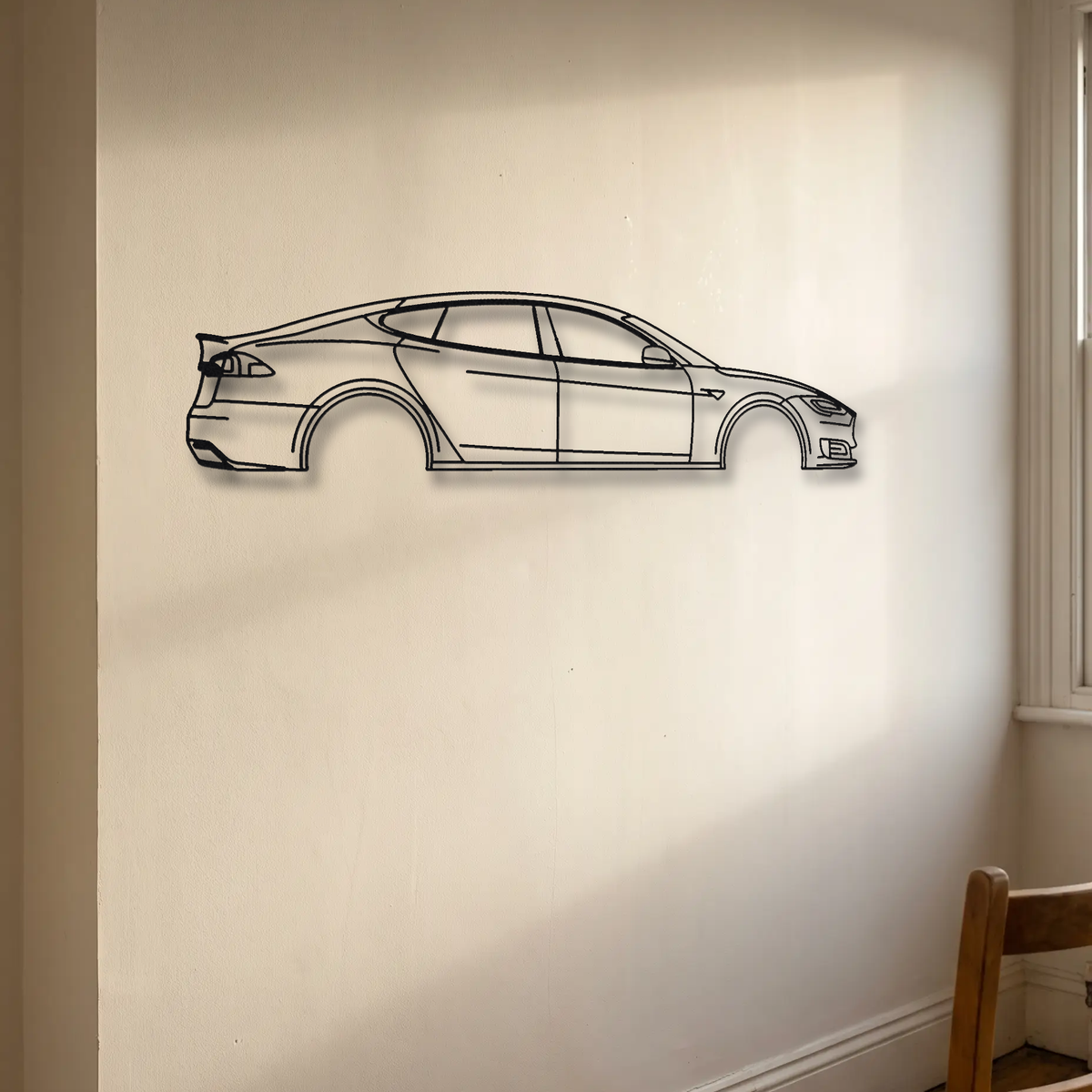 Tesla Model S P100D Ludicrous floating mount drop-shadow detail