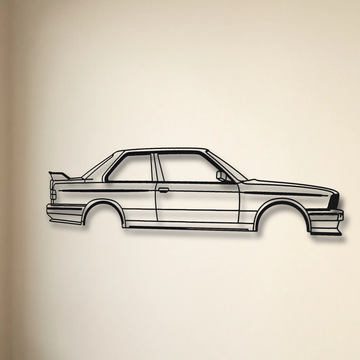 Floating mount drop-shadow detail — the piece sits about an inch off the wall