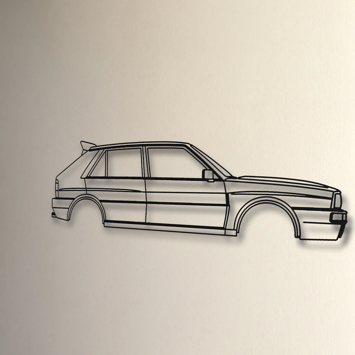 Lancia Delta HF Integrale 16V floating mount drop-shadow detail