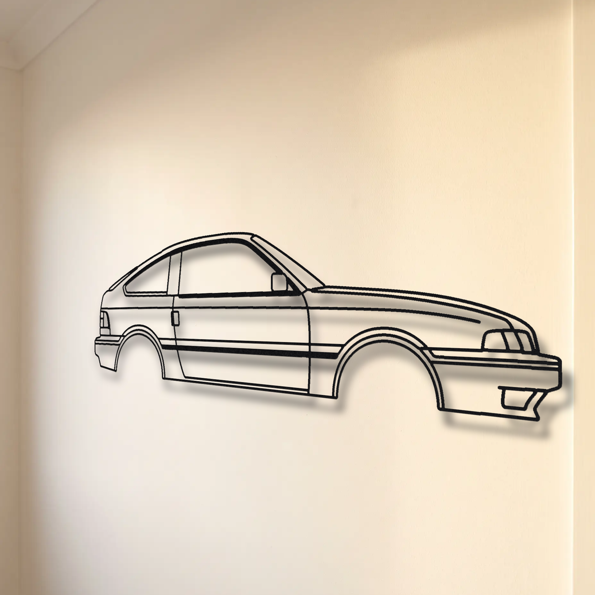Honda CRX Si Gen 1 floating mount drop-shadow detail