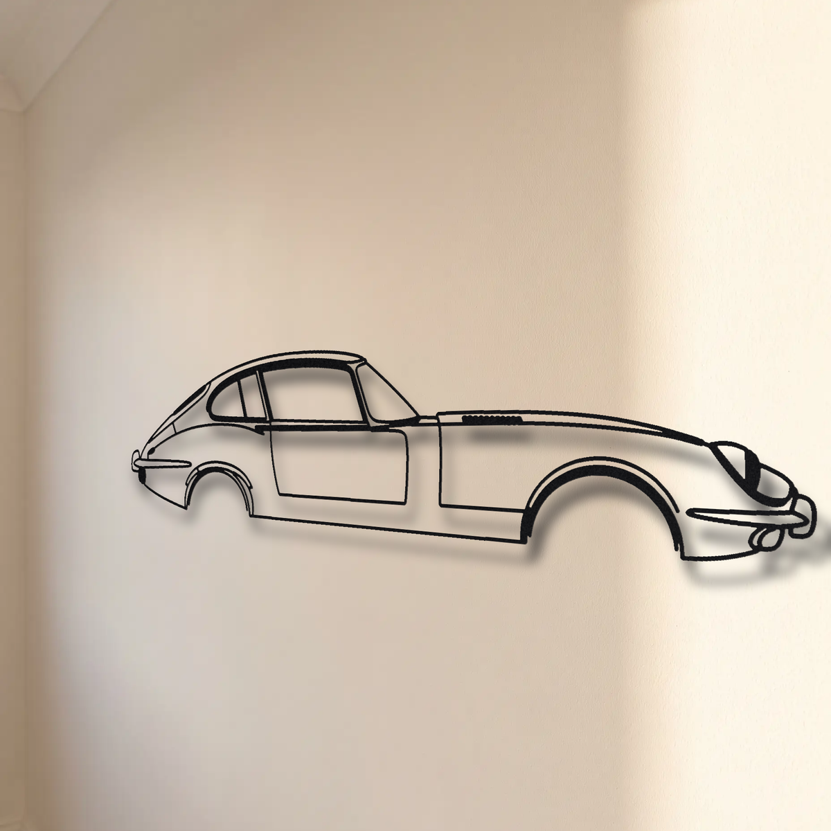 Jaguar E-Type Series 3 2+2 floating mount drop-shadow detail