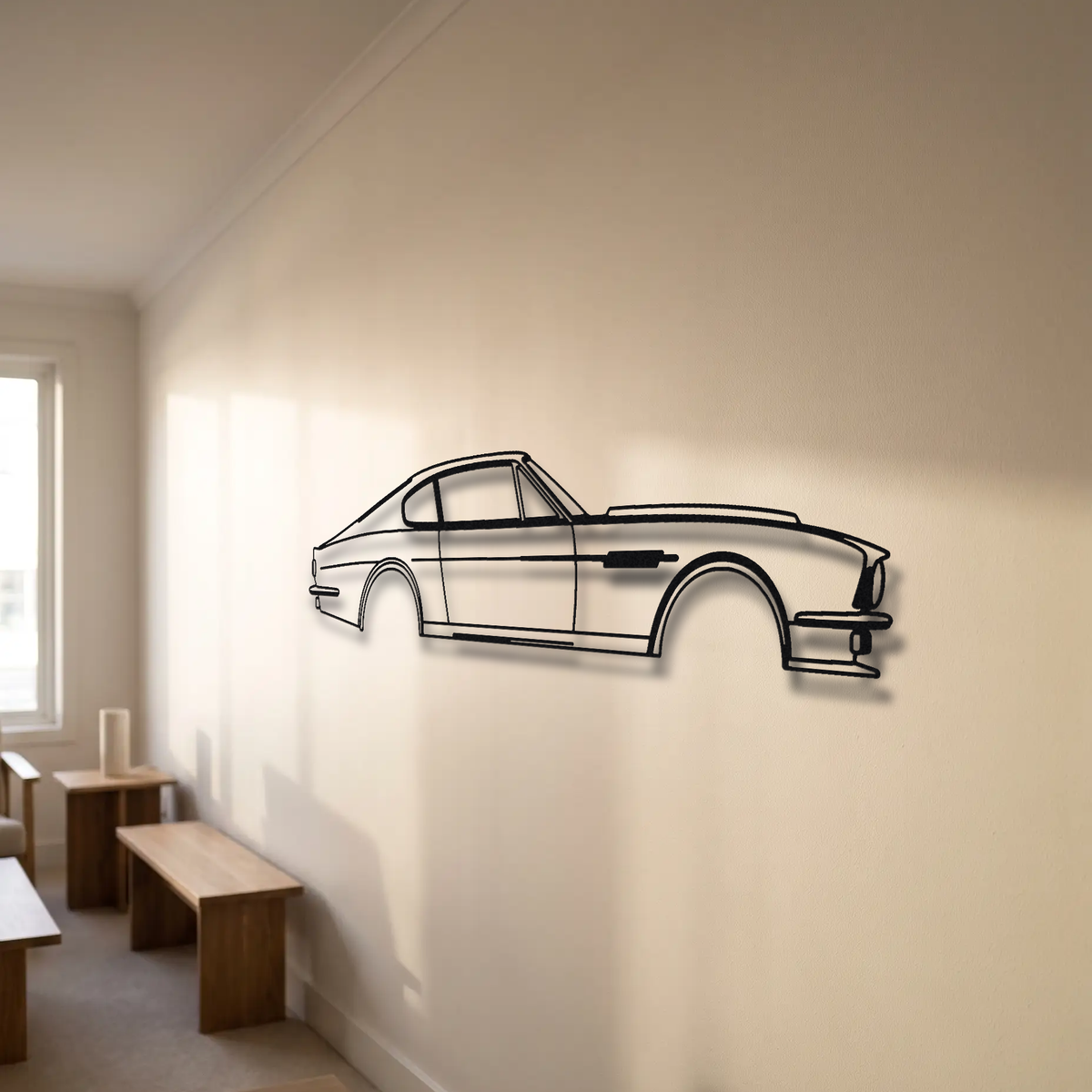 1967-1972 Aston Martin DBS floating mount drop-shadow detail