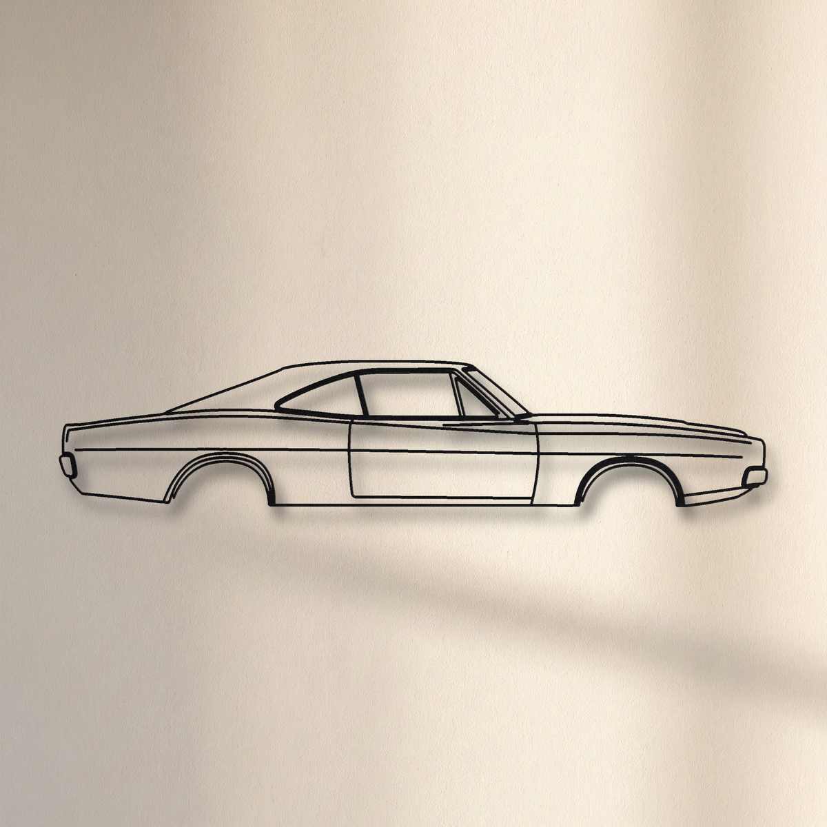 1968-1970 Dodge Charger floating mount drop-shadow detail