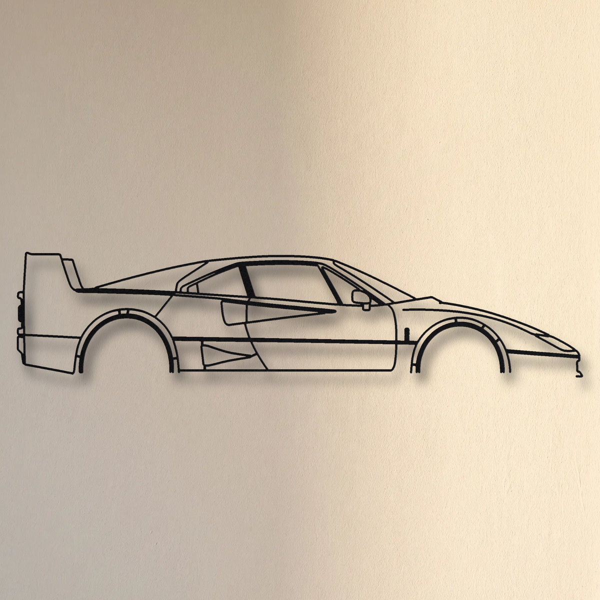 Ferrari F40 floating mount drop-shadow detail