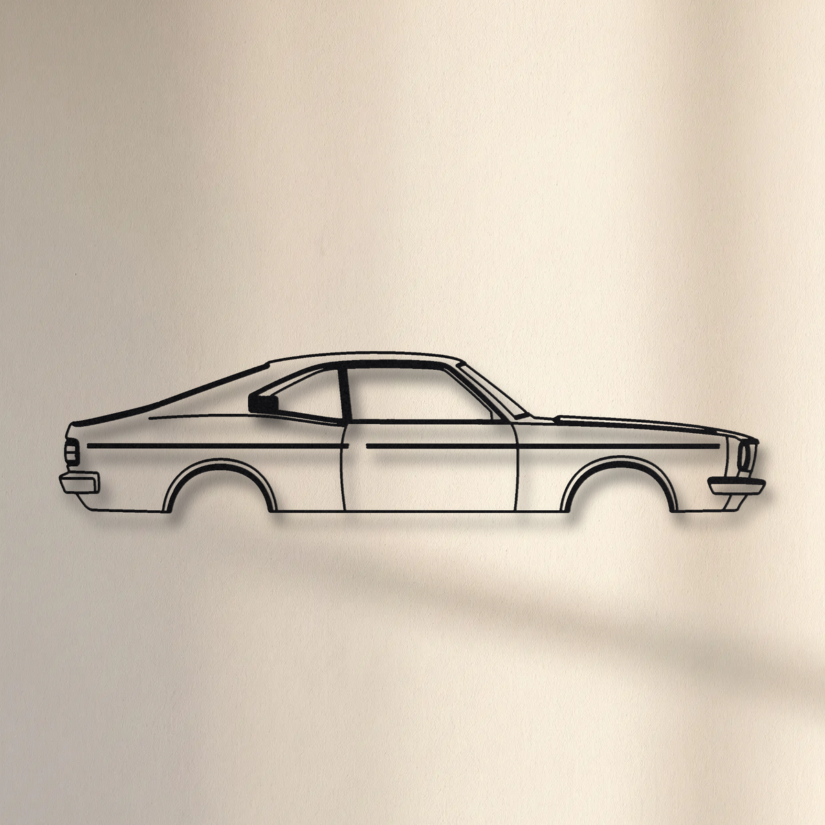 Mazda RX-3 floating mount drop-shadow detail