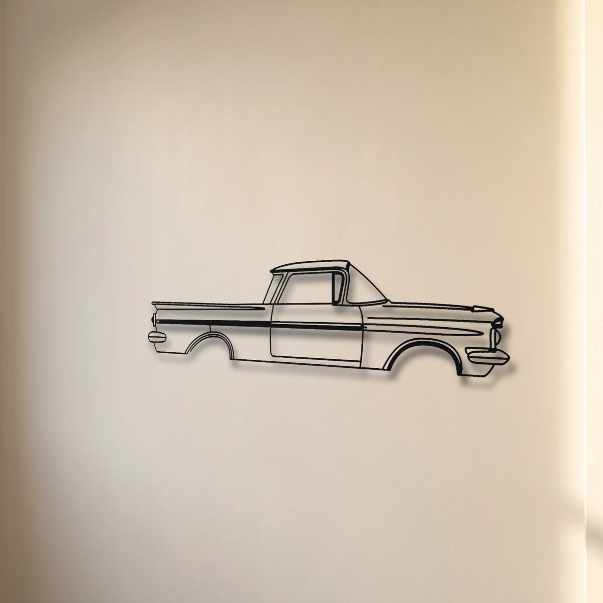 1959-1960 Chevrolet El Camino floating mount drop-shadow detail