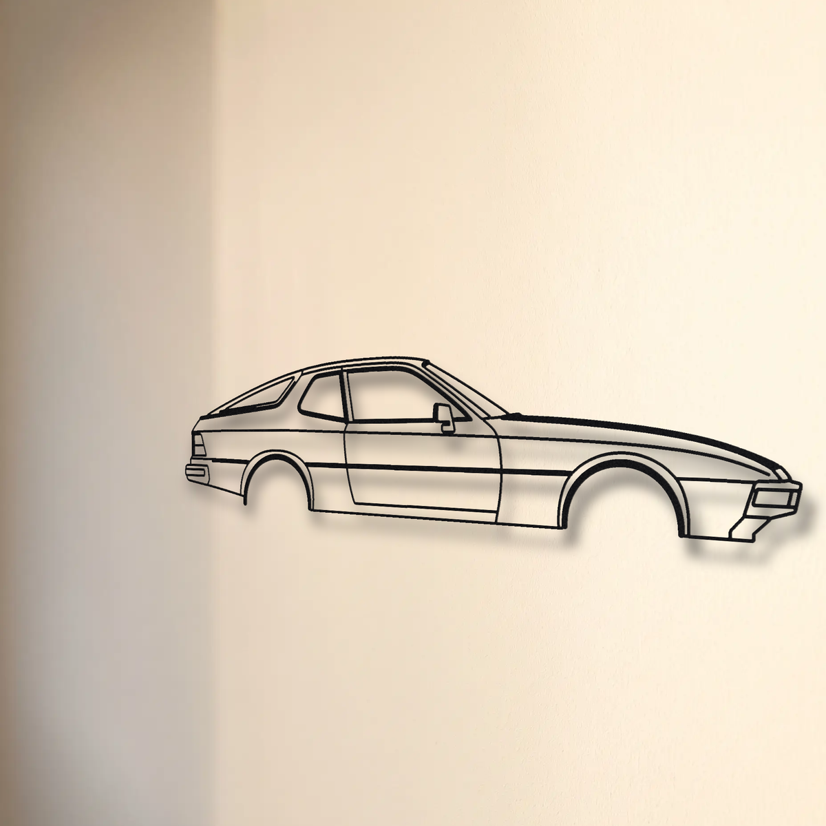 Porsche 924 floating mount drop-shadow detail