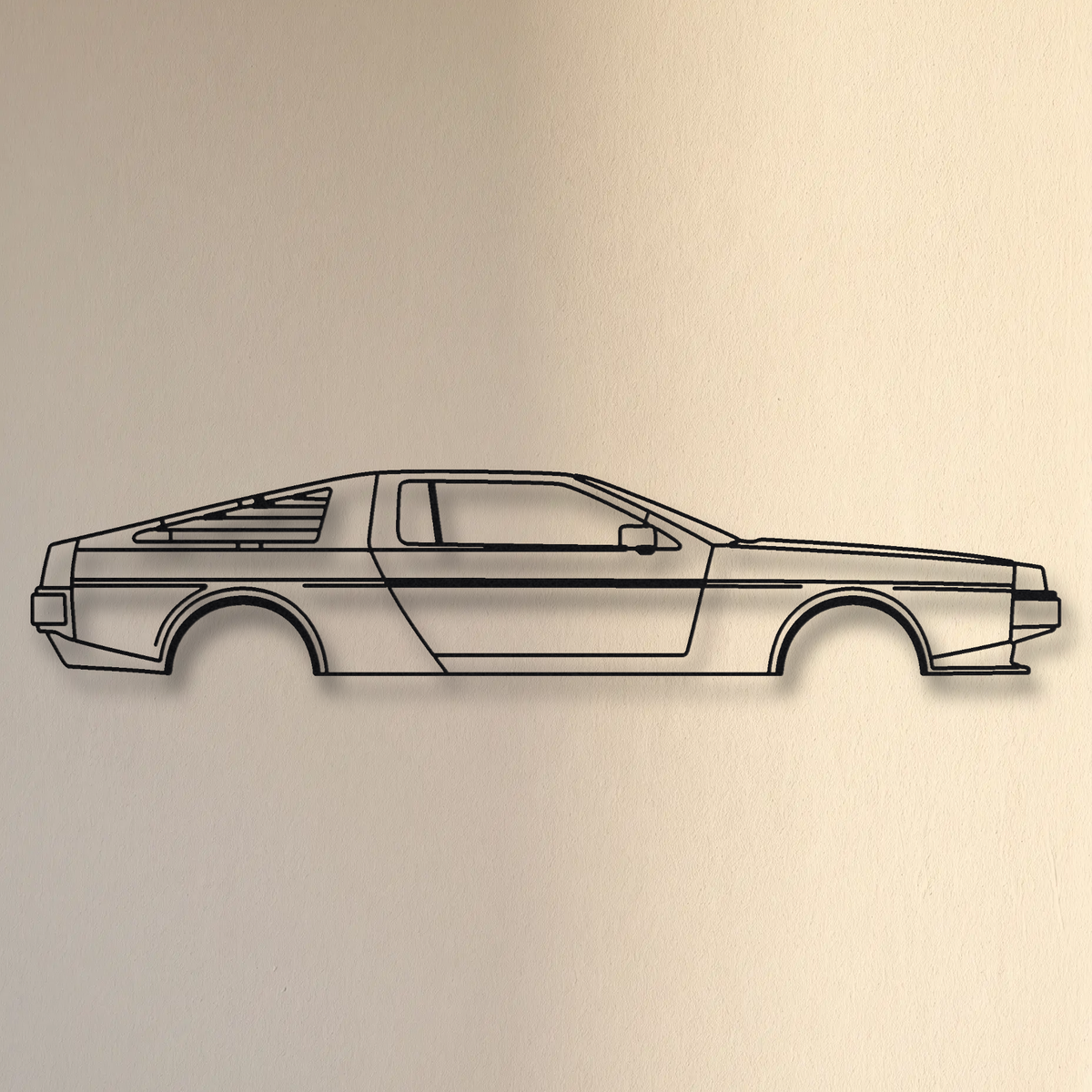 DeLorean DMC-12 floating mount drop-shadow detail