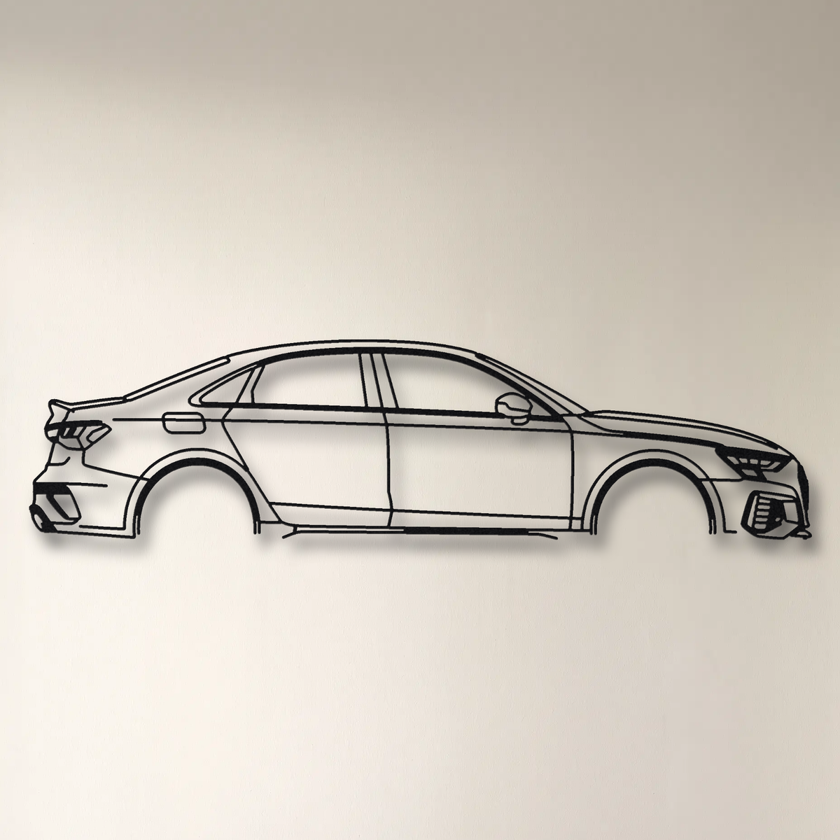 Audi RS3 8Y Sedan floating mount drop-shadow detail