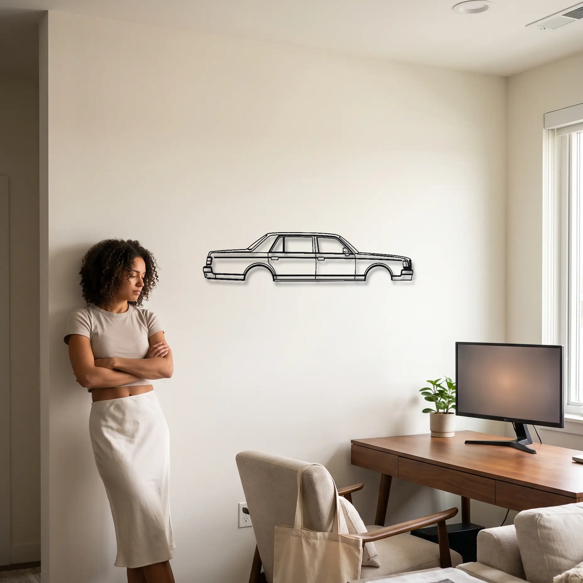 Toyota Century GZG50 metal wall art shown to scale beside a person