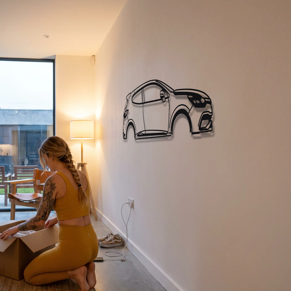 2009-18 Renault Clio RS 200 / RS 220 Trophy MK3/MK4 metal wall art shown to scale beside a person