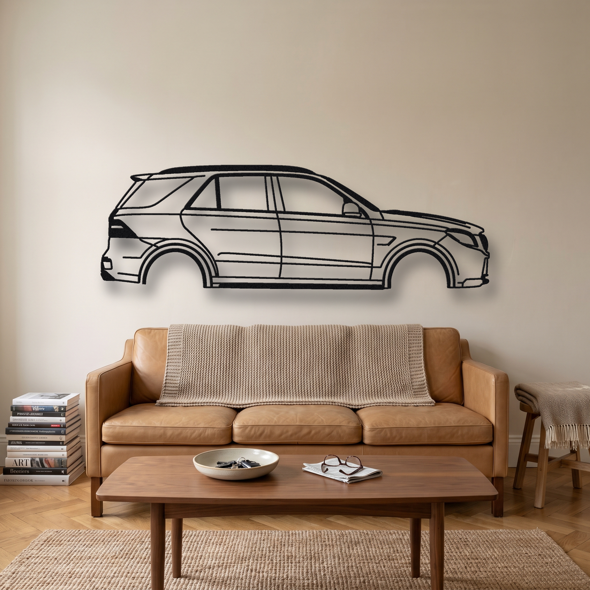 2012-15 Mercedes-AMG ML 63 AMG W166 metal wall art silhouette, front view on wall