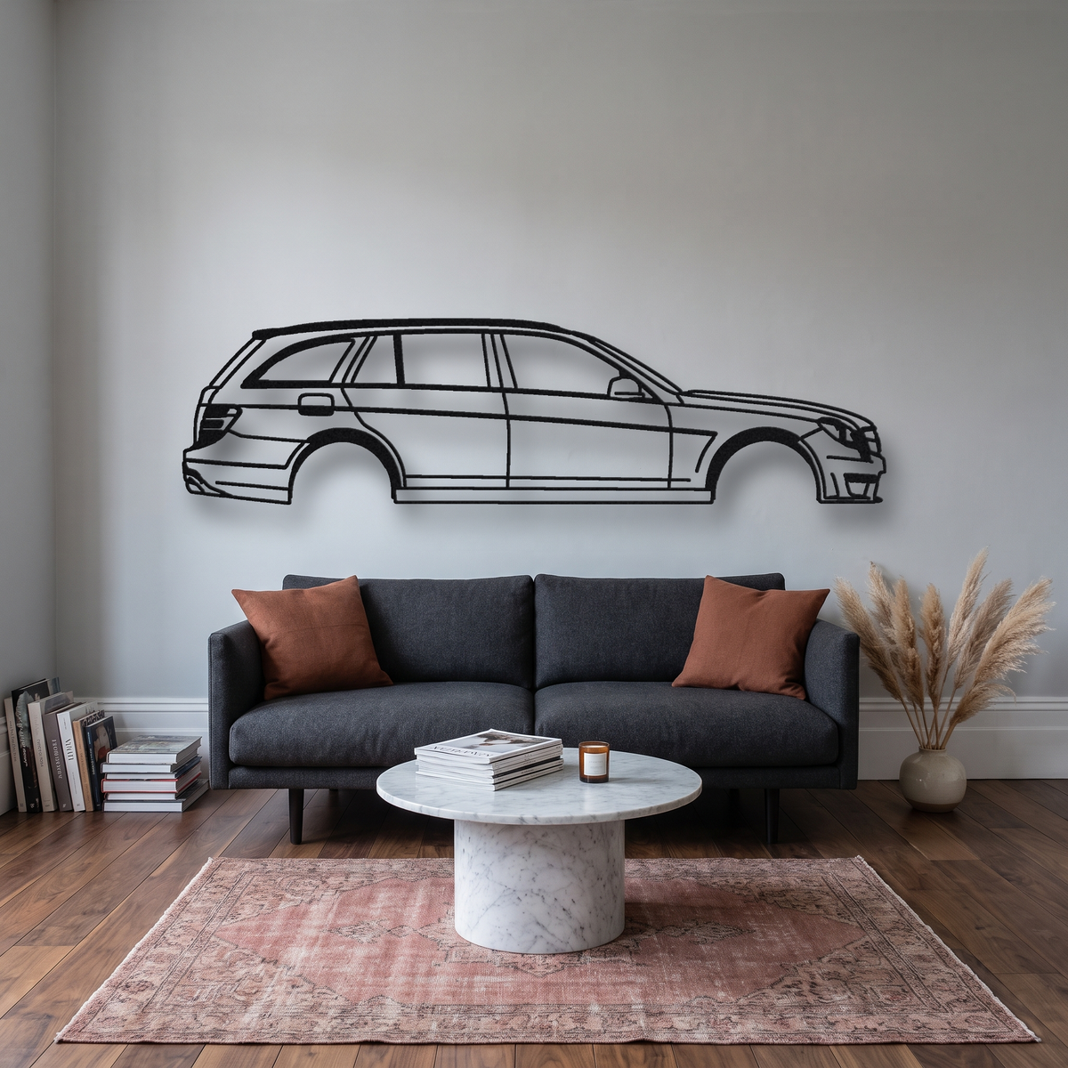2011-14 Mercedes-AMG C 63 AMG Estate S204 metal wall art silhouette, front view on wall