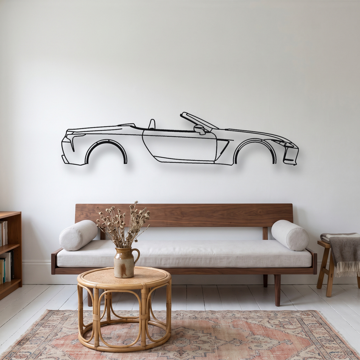 Lexus LC 500 Convertible metal wall art silhouette, front view on wall